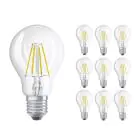 Mehrfachpackung 10x Osram CLASSIC LED E27 Birne Fadenlampe Klar 4W 470lm - 827 Extra Warmweiß | Ersatz Für 40W